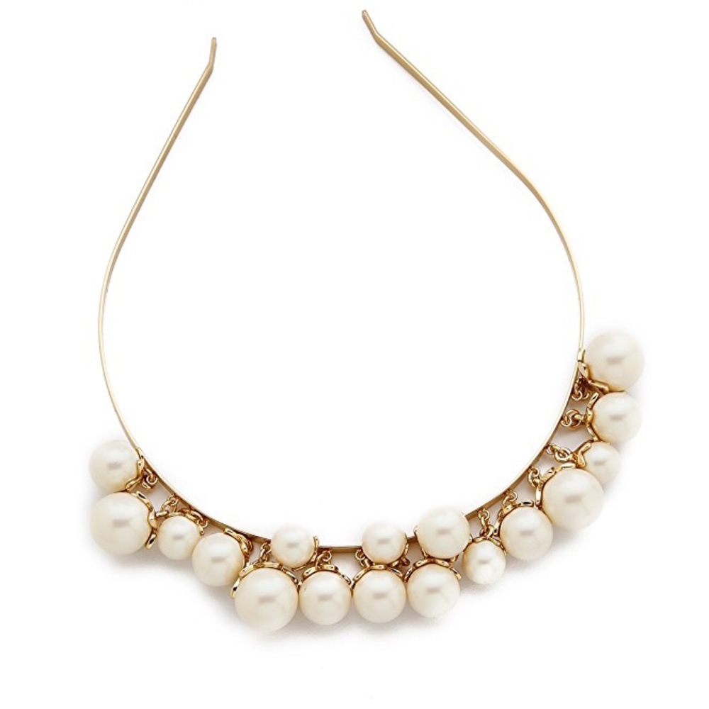 Kate spade imitation petal pearls gold headband - Picture 6 of 8